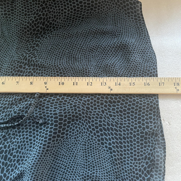 Parker Shirt Women XS Blue Black‎ Silk Peasant Ruffle Sleeve Sheer Animal Print - Picture 9 of 11